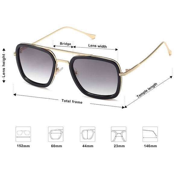 Oversized Square Black and Gold Smoke Lens Sunnies - Picture 4 of 4